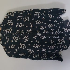 Skull print black button up blouse